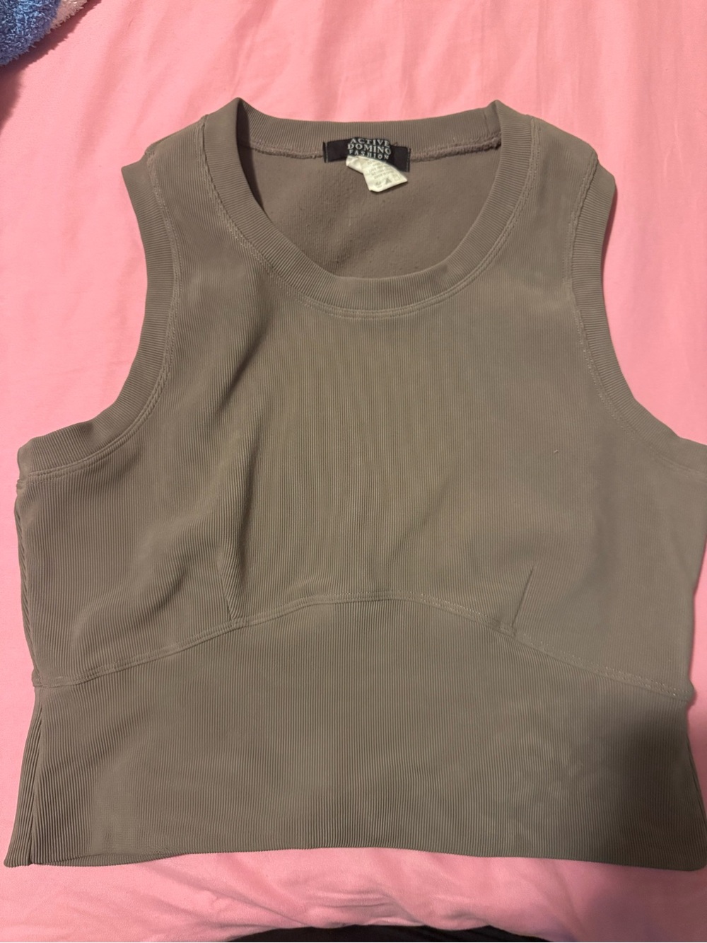 Sleeveless Ribbed Crop Tank Top - Taupe